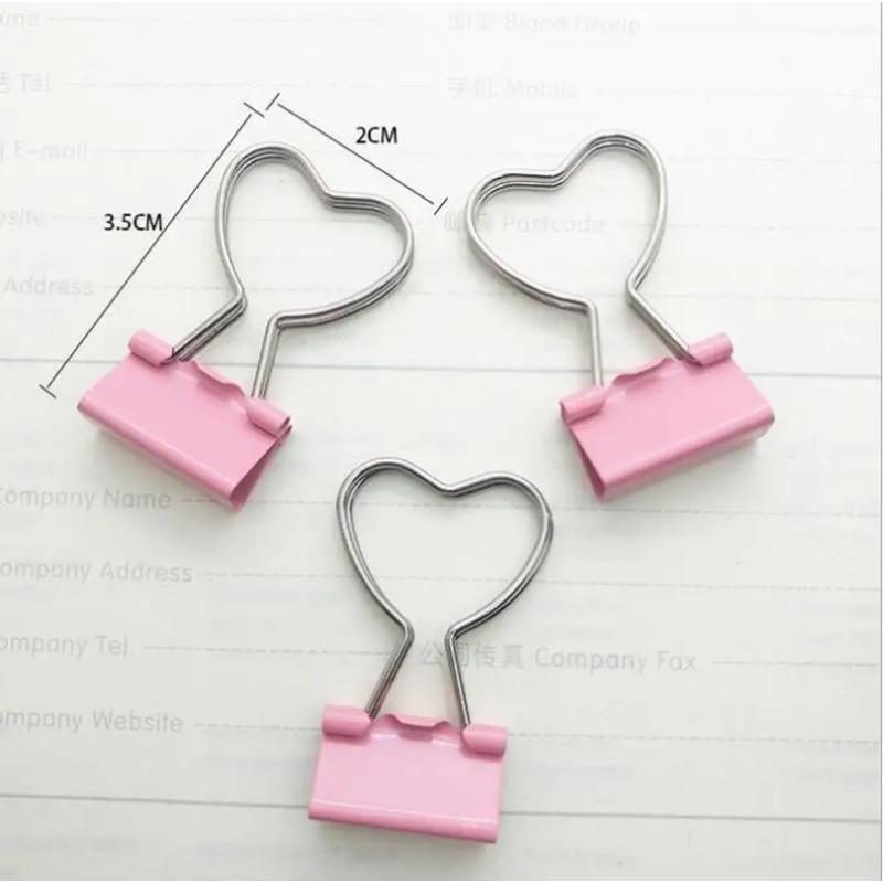 10PCS Binder Clip Heart Shape Metal Binder Clips Photos Tickets Notes Letter Paper Clip Office Study Binder Clips