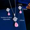 Wunderschönes Schmuckset mit Halskette und Ohrringen aus Zirkonia im Birnenschliff, Verlobungs-Schmuckset mit rosa Anhänger für Damen, Tägliche Wear Accessoires