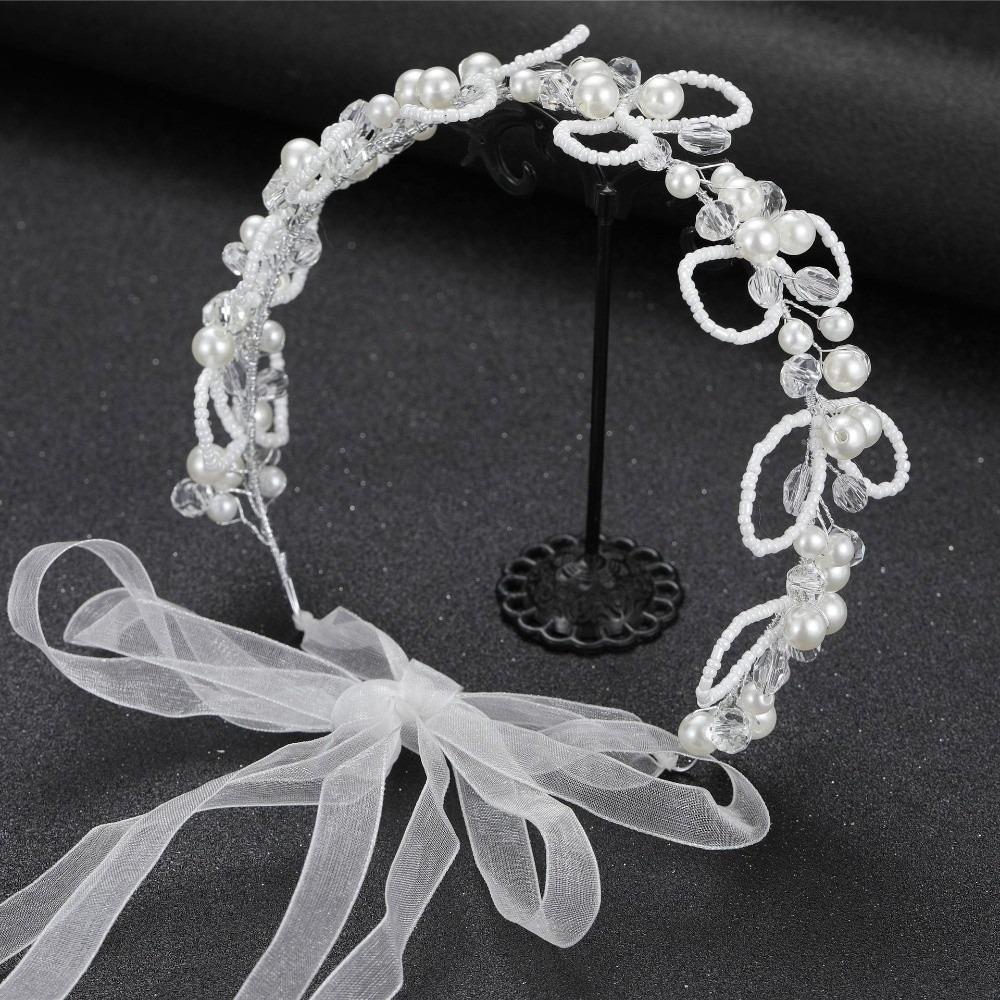 Gifts Bow Beaded Soft Chain Headband Crystal Wedding Decoration Pearl Headband Small Beads Bridal Wedding Accessories
