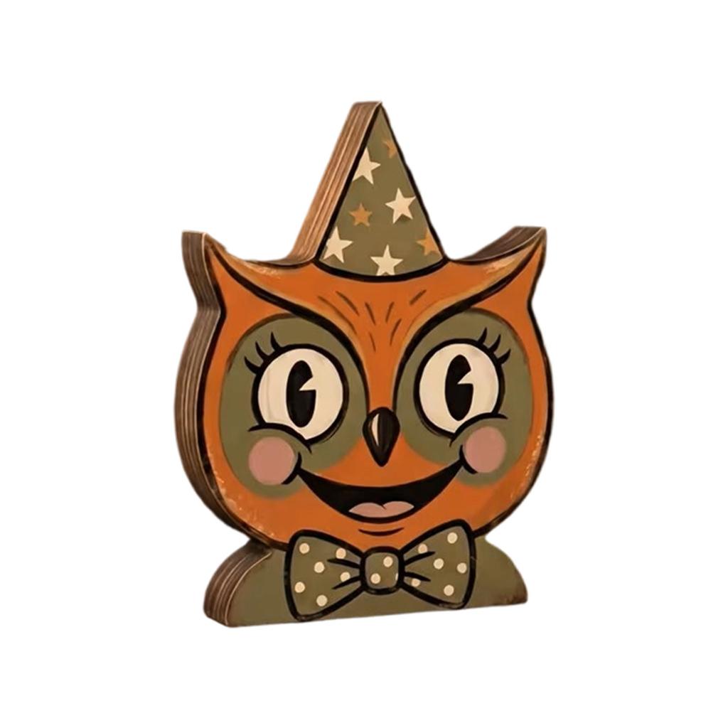 Vintage Wooden Halloween Tabletop Decor - Creative Funny Party Decoration for Home