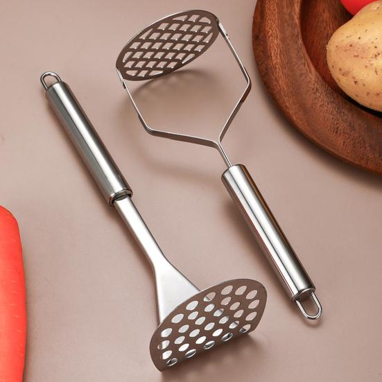 Stainless Steel Potato Masher with Ergonomic Handle Manual Food Crusher for Vegetables Sauces Rust-Resistant Dishwasher Safe Kitchen Tool for Home