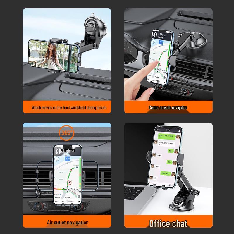 Universal Telescopic Car Phone Holder with Air Vent and Dashboard Mount