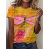 Women's Plus Size T-shirt New Round Neck 3D Dragonfly Print T-shirt Summer Fashion Short Sleeved Top Summer Top Women's Clothing