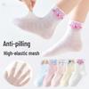 5 Pairs of Breathable Mesh Mid-Calf Lace Socks for Baby Girls - Perfect for Spring/Autumn
