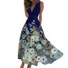 Vestido largo para mujer, vestido maxi, vestido casual de verano, sin mangas, cuello en V, cintura bohemia, vestido estampado