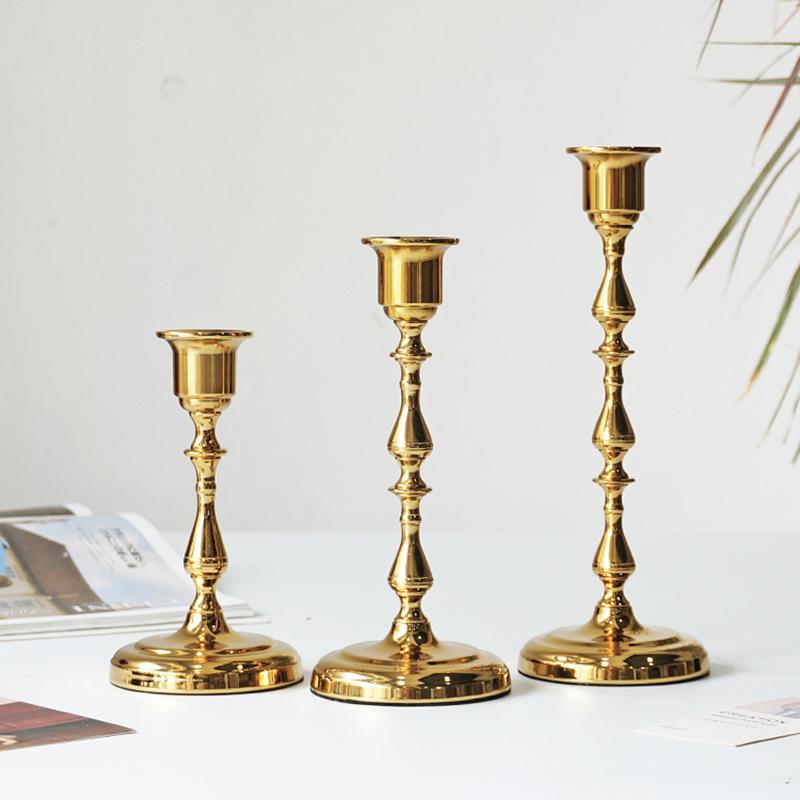 Vintage Messing Kandelaars Set van 3 Vierkante Basis Kaarsenhouders Home Tafelblad Bruiloftsfeest Decor Ornament