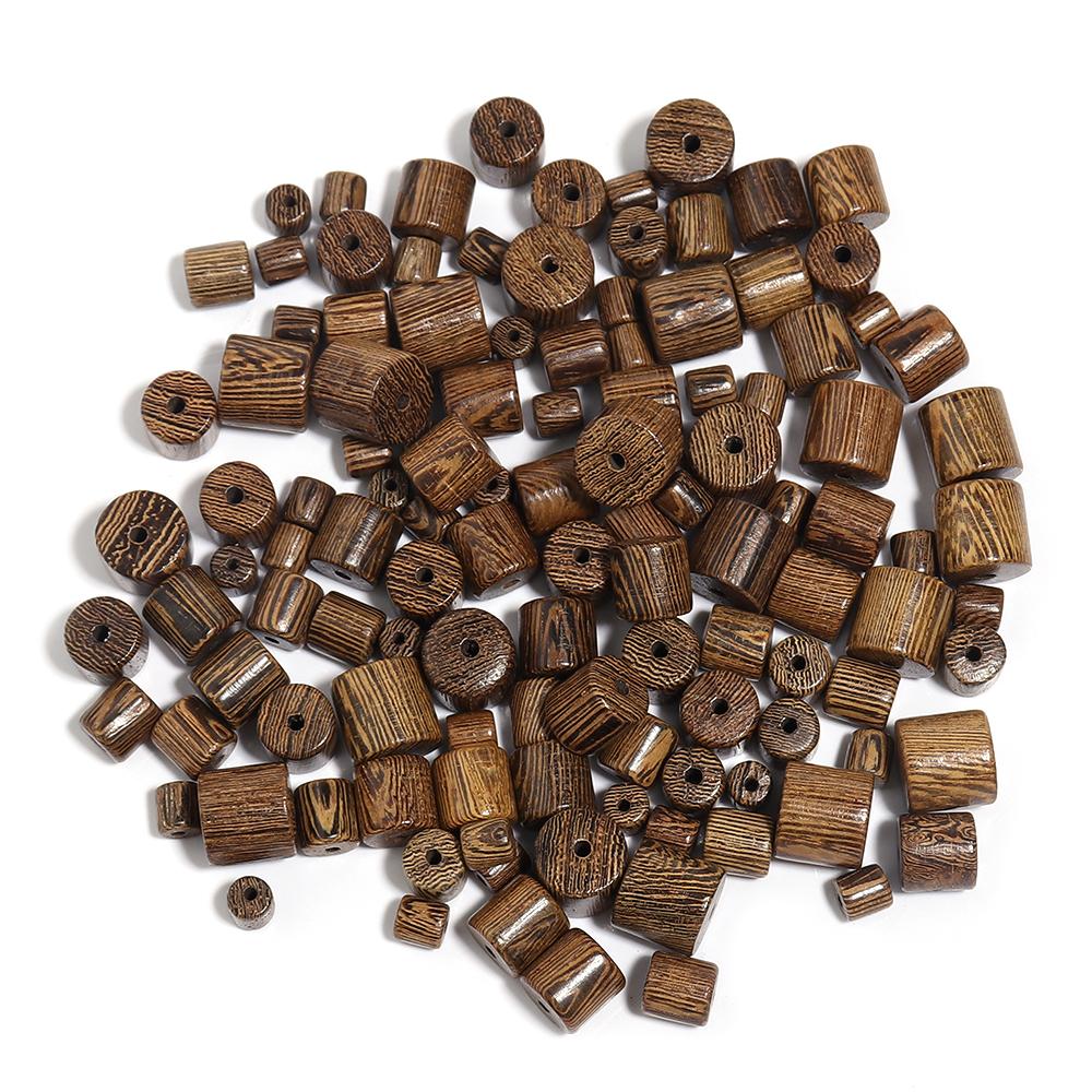 20-100Pcs Natural Cylindrical Wood Beads For Bracelets Making Spacer Round Wooden Beads DIY Handmade Necklace Charm Accessories
