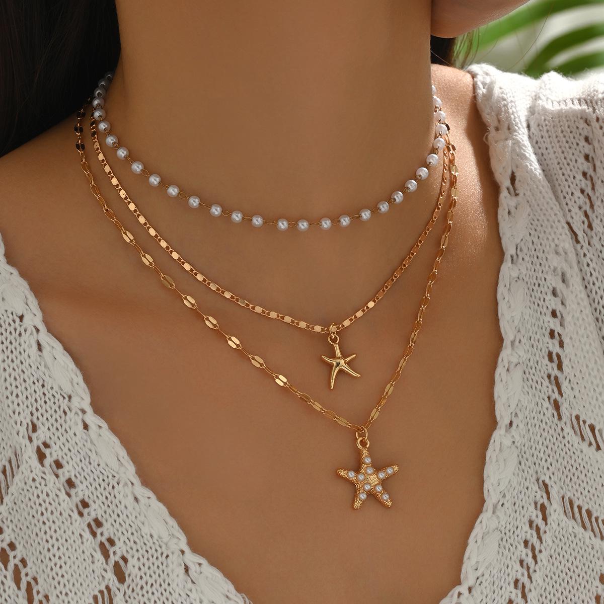 

Комплект подвесок-ожерелий «Жемчужная морская звезда» - Универсальный и модный