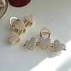 Shimmer Rhinestone Pearls Metal Hairpin Three Hearts Grab Hair Claw Girls Big Hair Clip Shark Clip Headdress Hair