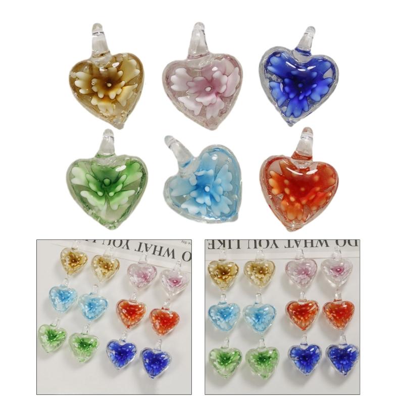 Glass Heart Charm 25x20mm Small Love Heart Shape Pendants for Women DIY Love Jewelry Necklaces Making Findings 6-Color
