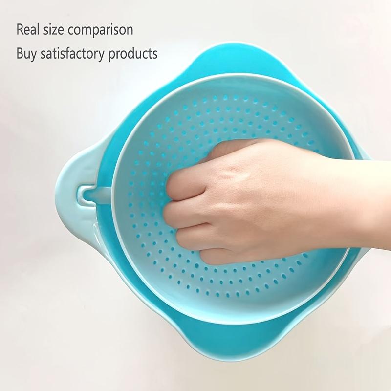 Double-Layer Rotating Fruit and Vegetable Washing Basket - Durable Plastic Food-Safe Design with Drainage Holes, Space-Saving Kitchen Sink Organizer