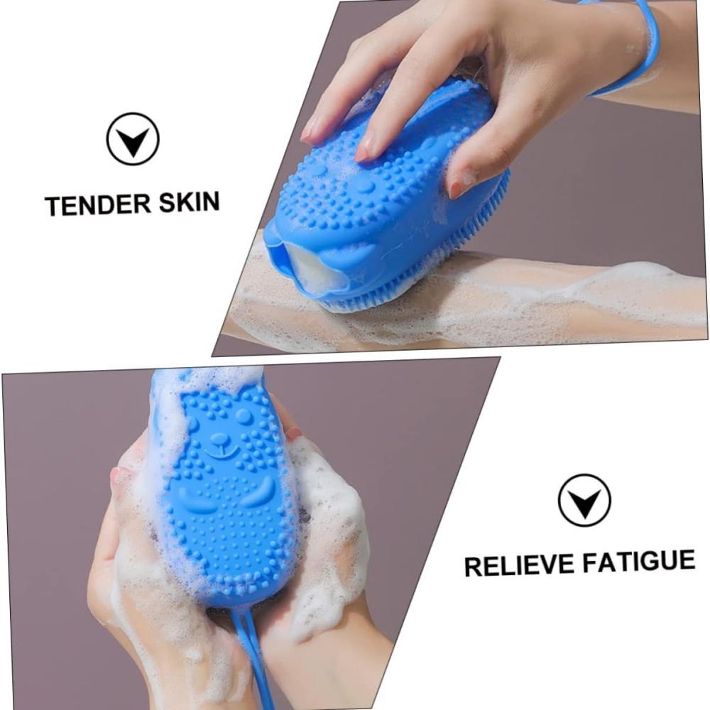 Double Side Silicone Bubble Bath Body Brush with Soap Storage Sponge Massage Scalp Scrubber Skin Clean Exfoliating