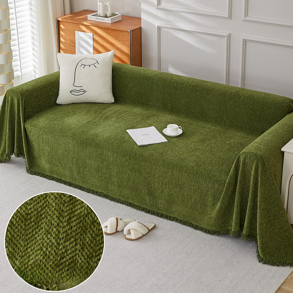 Herringbone Chenille Sofa Towel Full Cover Cloth Ins Style Light Luxury High-Grade Sofa Cushion Four Seasons Universal Sofa Cover