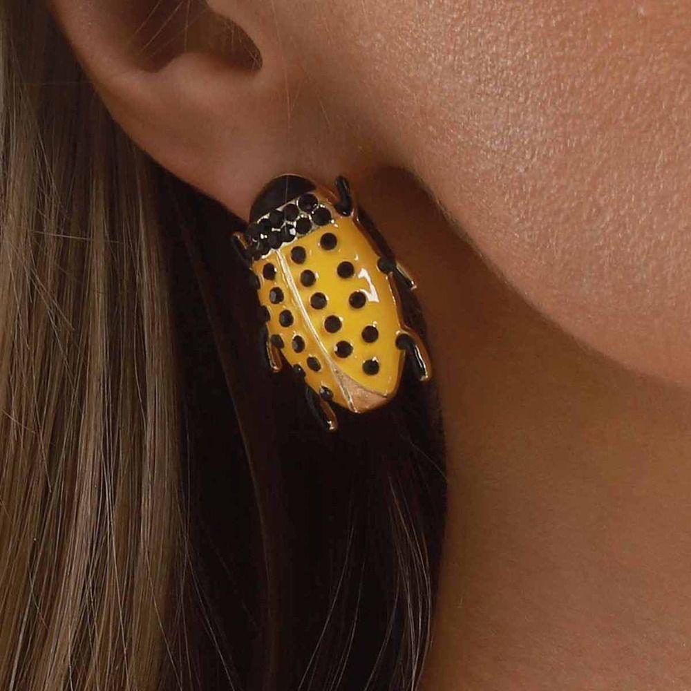 Colorful Vintage Enamel Necklace Metal Chain Insect Earrings Fashion Insect Pendant Necklace  Women