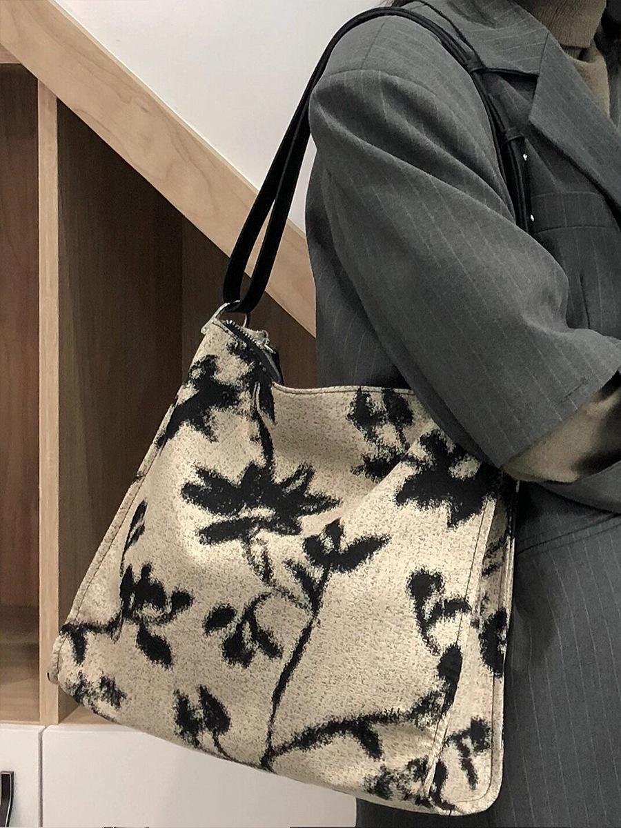 

Повседневная вместительная сумка-тоут из парусины для женщин 2024 года, новая сумка высокого класса для поездок на работу и обратно чёрный