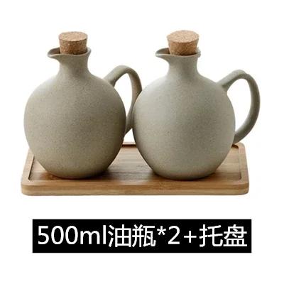 Japanese Style Seasoning Box Sugar Bowl Household Pottery Seasoning Jar with Lid Salt Jar Olive Oil Bottle Kitchen Supplies
