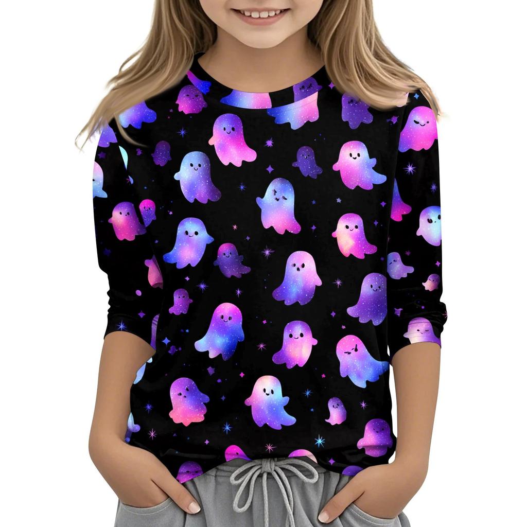 Children's 3/4 Sleeves Printed O-neck Top Everyday Casual T-shirt