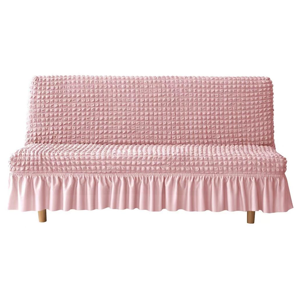 Elastic armless folding lazy sofa bed cover with skirt hem, machine washable and protective furniture, elastic bottom sofa cover