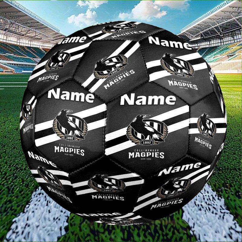 Custom Name Personalized Collingwood Magpies Print Size 5 Soccer Ball Training & Match Football, for Team, Kicking, Gift for Football