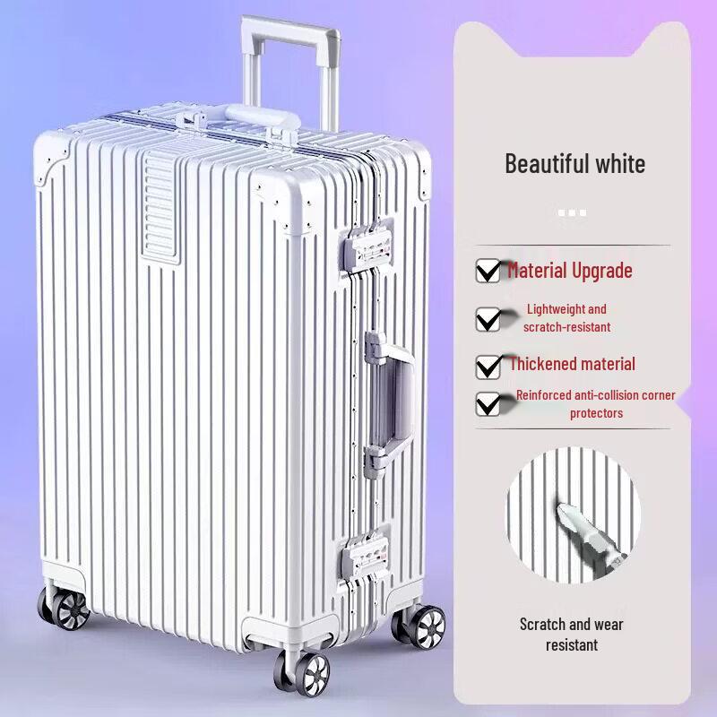 HANDUNYOU Platinum Aluminum Frame Travel Suitcase 24 inch