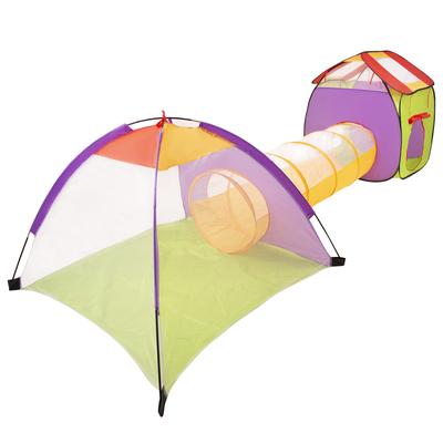 Selonis 3in1 Play Tent with Tunnel Playground Ball Pit 120x100x375 for Kids, Blue
