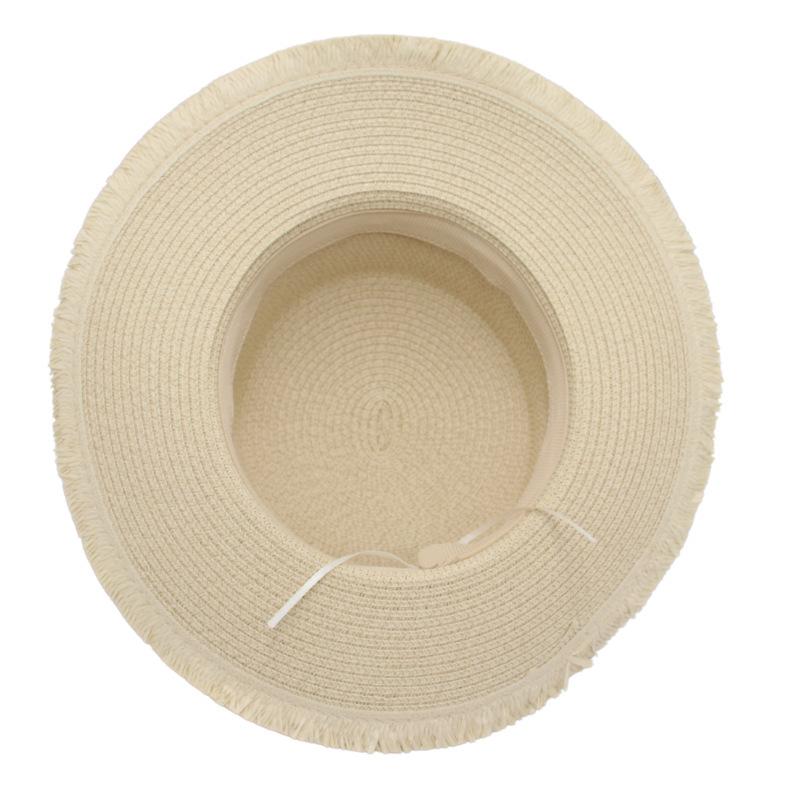 Flat Top Beach Hat Seaside Sun Hat Dome Vacation Rough Rim Panama Lafite Straw Hat