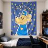 Hanging Tapestry for Wall Decor Dog Man Cartoon Character In Blue Police Uniform On Starry Blue Background for Adult Comic Fan Decor