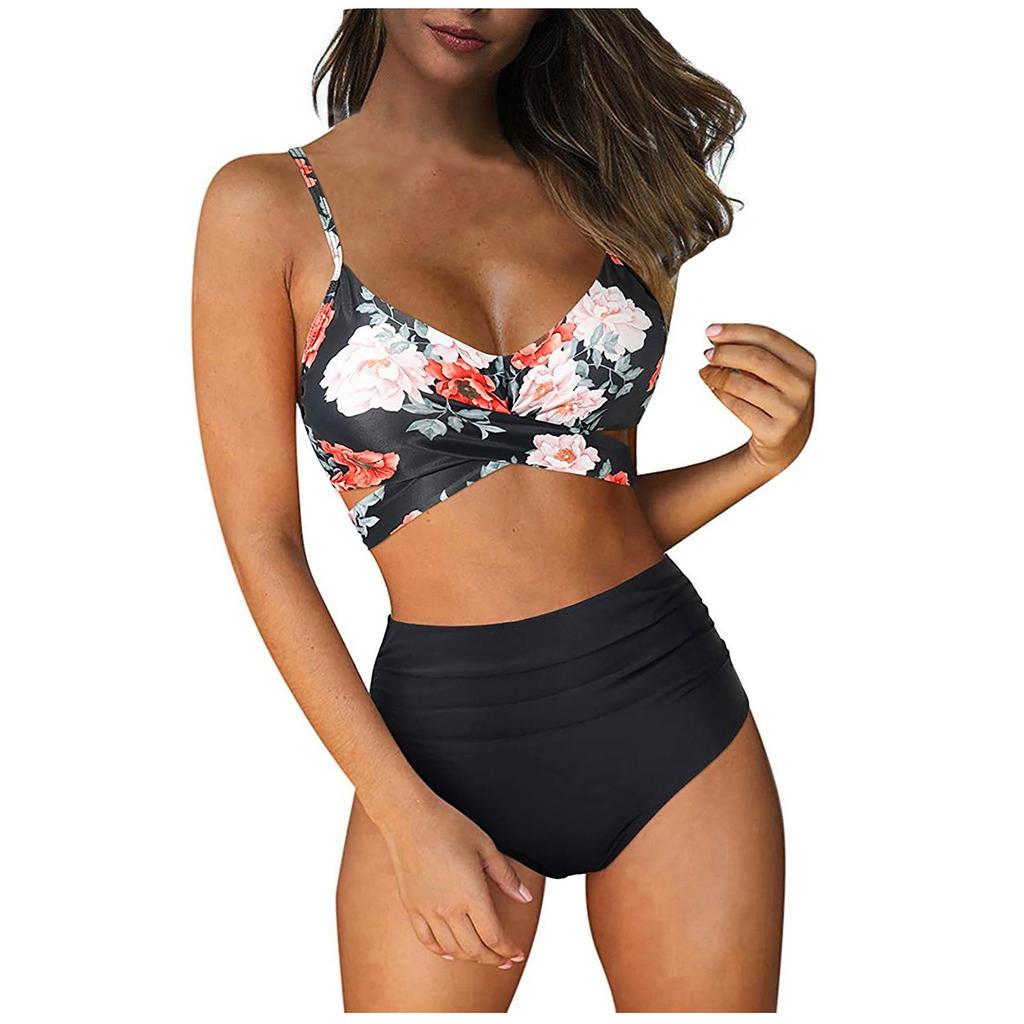 Women's Split Swimsuit Suit Bikini Printing Cut-out Beach Swimsuit Swimwear