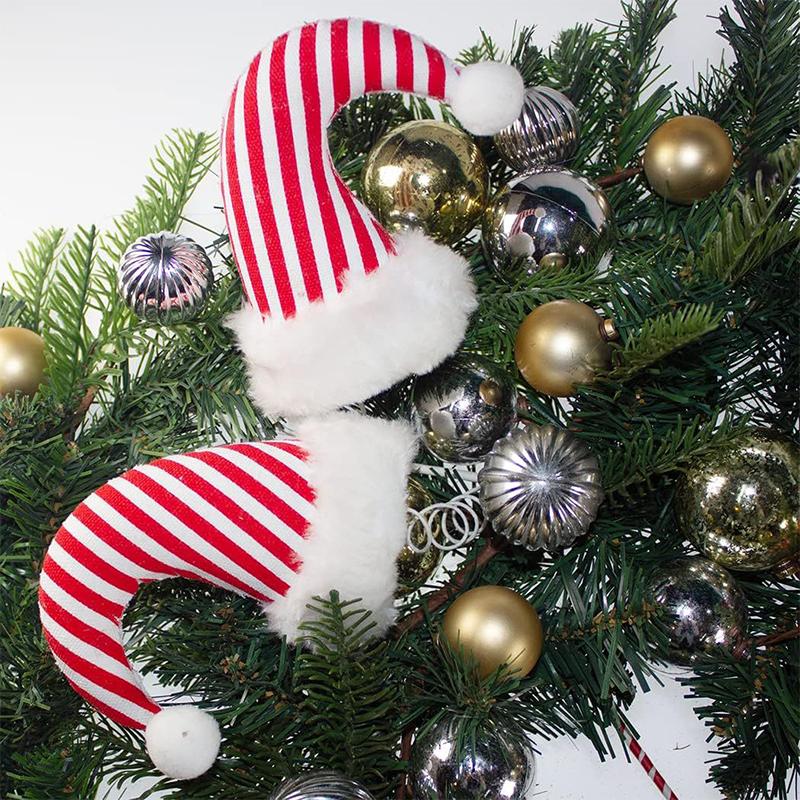 Christmas Stripe Pattern Design Fabric Art Handicrafts Xmas Tree Simulated Cane Candy Ornament Festival Decoration