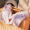 Autumn And Winter Knitted Plush Gloves Outdoor Cycling Windproof Warm Thick Cute Cartoon Touch Screen Gloves