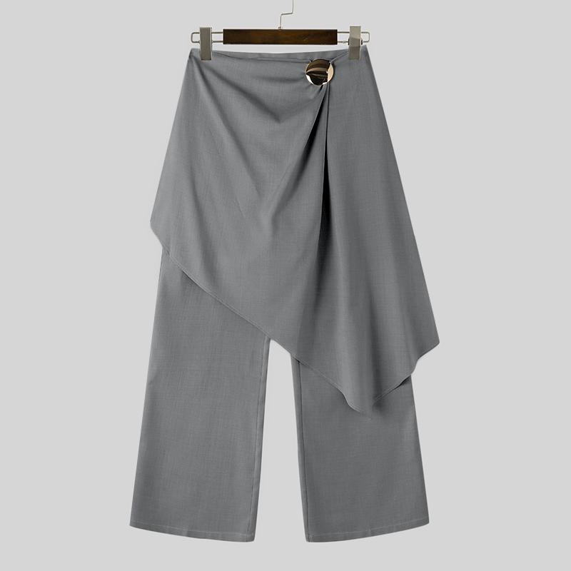 

INCERUN Мужские повседневные длинные прямые брюки с застежкой-молнией и неровными слоями 3XL серый