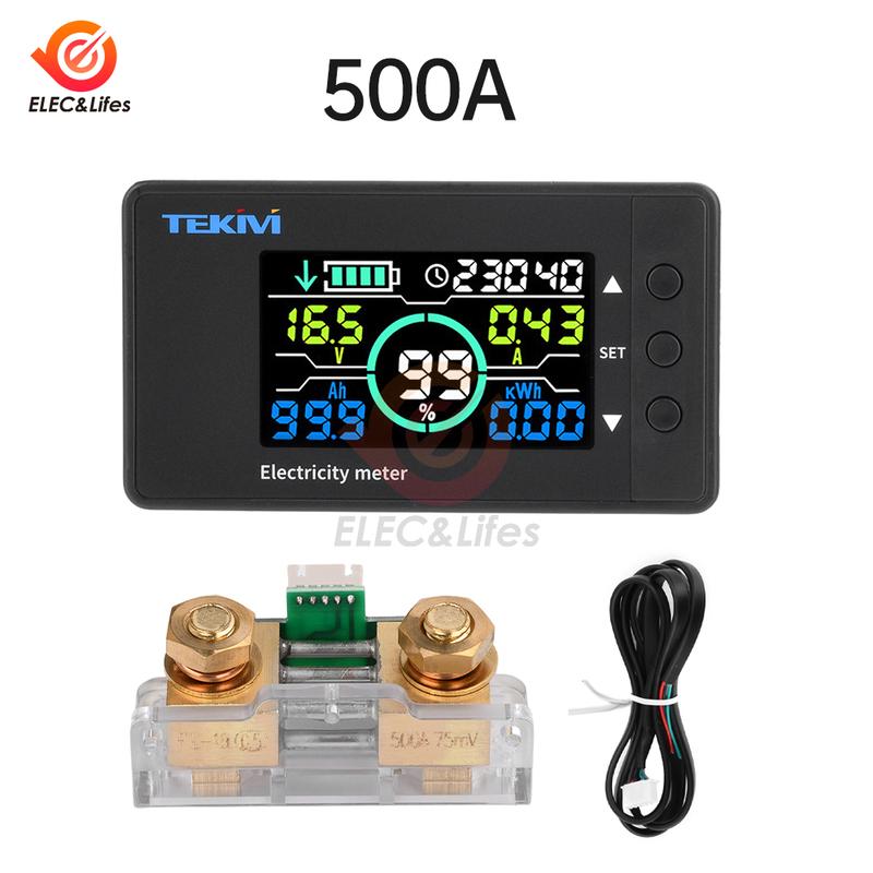 Voltage Current Power Meter DC 7.5-100V Lithium Iron Phosphate Cell Battery Capacity Indicator Car Voltmeter Ammeter 12V 24V 48V