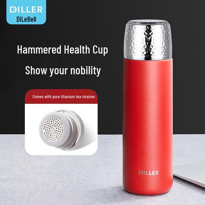 Diller Hammered Titanium Insulated Tea Mug with Strainer