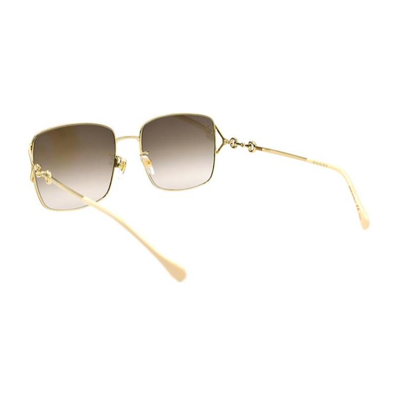 GUCCI 1955 Horsebit Metal Herringbone Metallic Sunglasses Sunglasses Women's Gold/Tawny Gradient