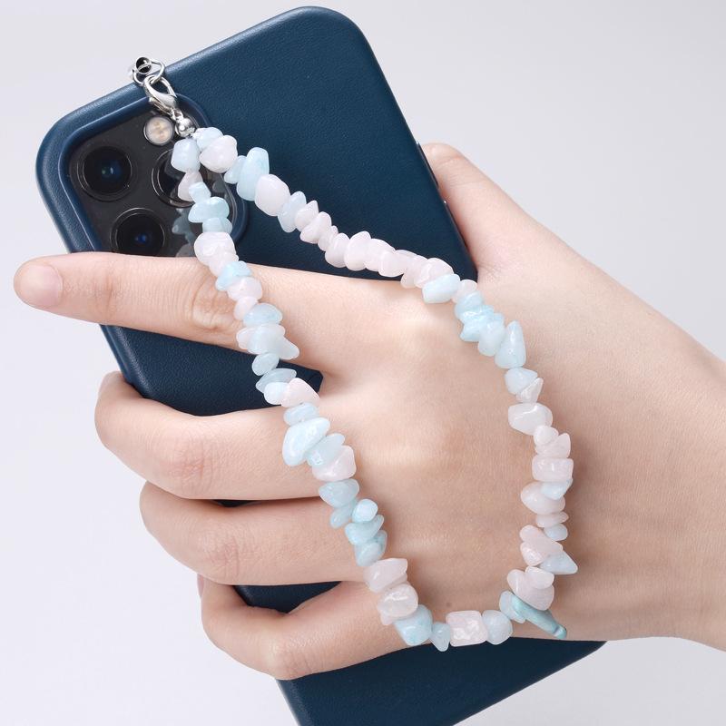 Creative Gravel Stone Mobile Phone Chain Women Girls Natural Bead Anti-Lost Fashion Jewelry Cellphone Strap Lanyard Hanging