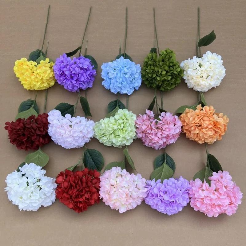 Large Hydrangea Artificial Flowers 135 Pieces Fake Flower Stems Candy Color Series for Wedding Floral Decoration