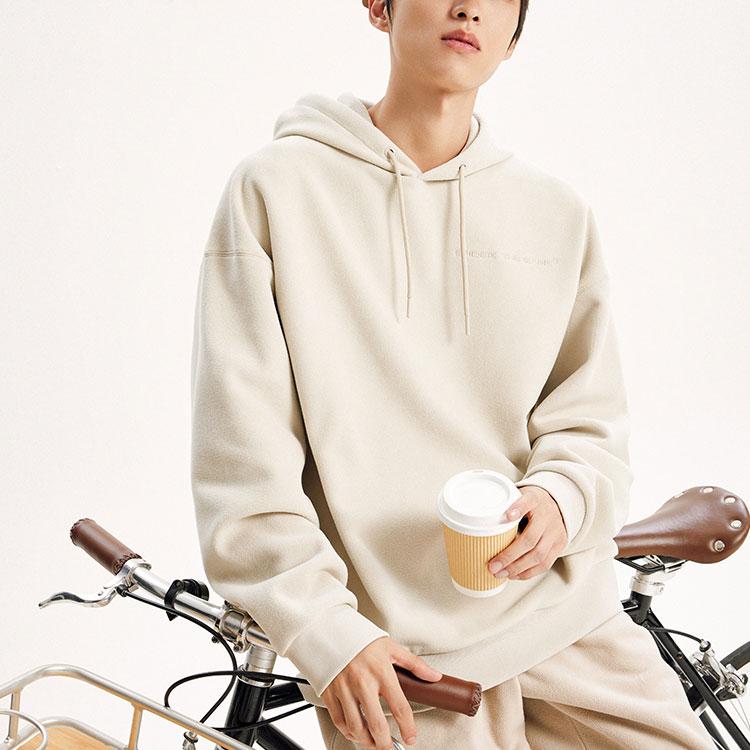 Anta Basketball Series Solid Color Hooded Pullover Fleece Sweatshirt Unisex sweatshirt Cool-Gray 972341702-6