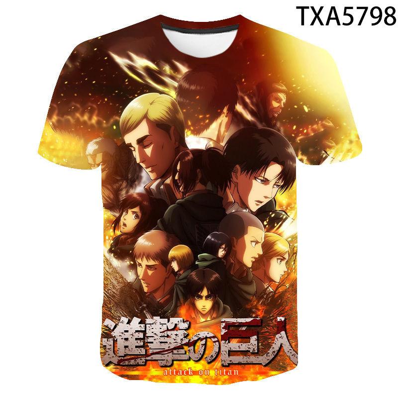 Attack on Titan 3D Digital Print T-Shirt for Men Boys, Anime Graphic Tee, Breathable Polyester Short Sleeve, Casual Streetwear Tops