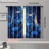 2pcs,2D plane printing Minimalist Curta Mystical Wolf & Blue Roses Polyester Easy Install (without rod) Holiday for Kitchen,