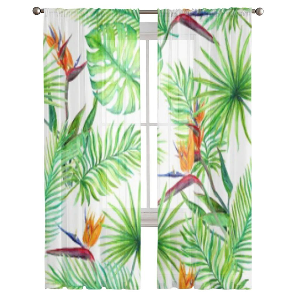 Trópusi Egzotikus Madár Áttetsző Függönyök Nappaliba Átlátszó Tüll Ablakdekorációk Hálószobába Konyhába Lakásdekoráció Fátyol Függönyök