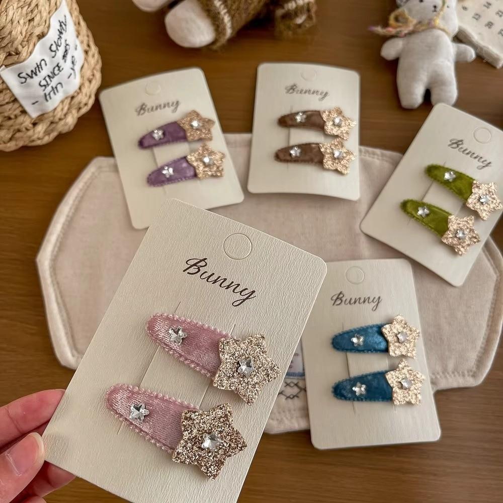 2pcs/lot Shiny Water Drop Hair Clip Water Drop Shape Bang Side Clip Velvet Hair Clip For Kids Girls