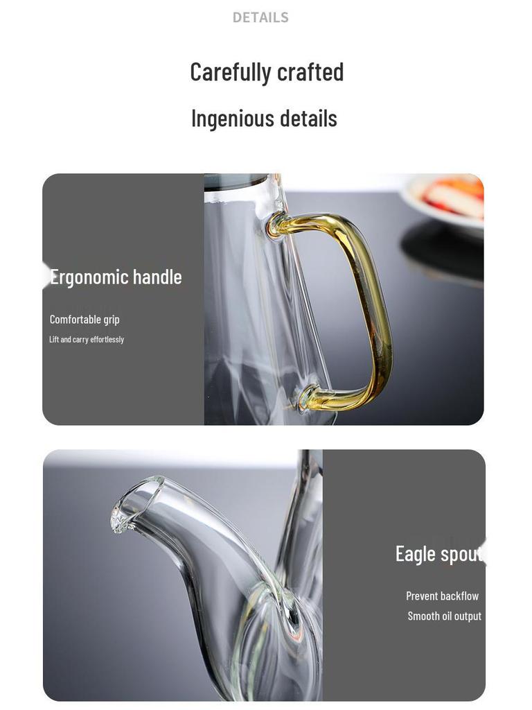 Diamond-Shaped High Borosilicate Glass Oil and Seasoning Bottle