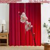 2D Flat Printing 2pcs Curtain Curtains Chinese New Year Blossom Digital Printed Polyester Drapes Festive Holiday for Yard &