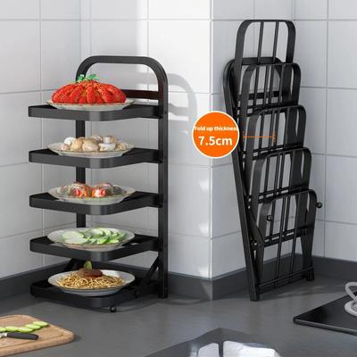 Kuchyňský skládací Organizér na potraviny, 4patrový závěsný talíř na přípravu ovoce a zeleniny Multifunkční držák na příbory