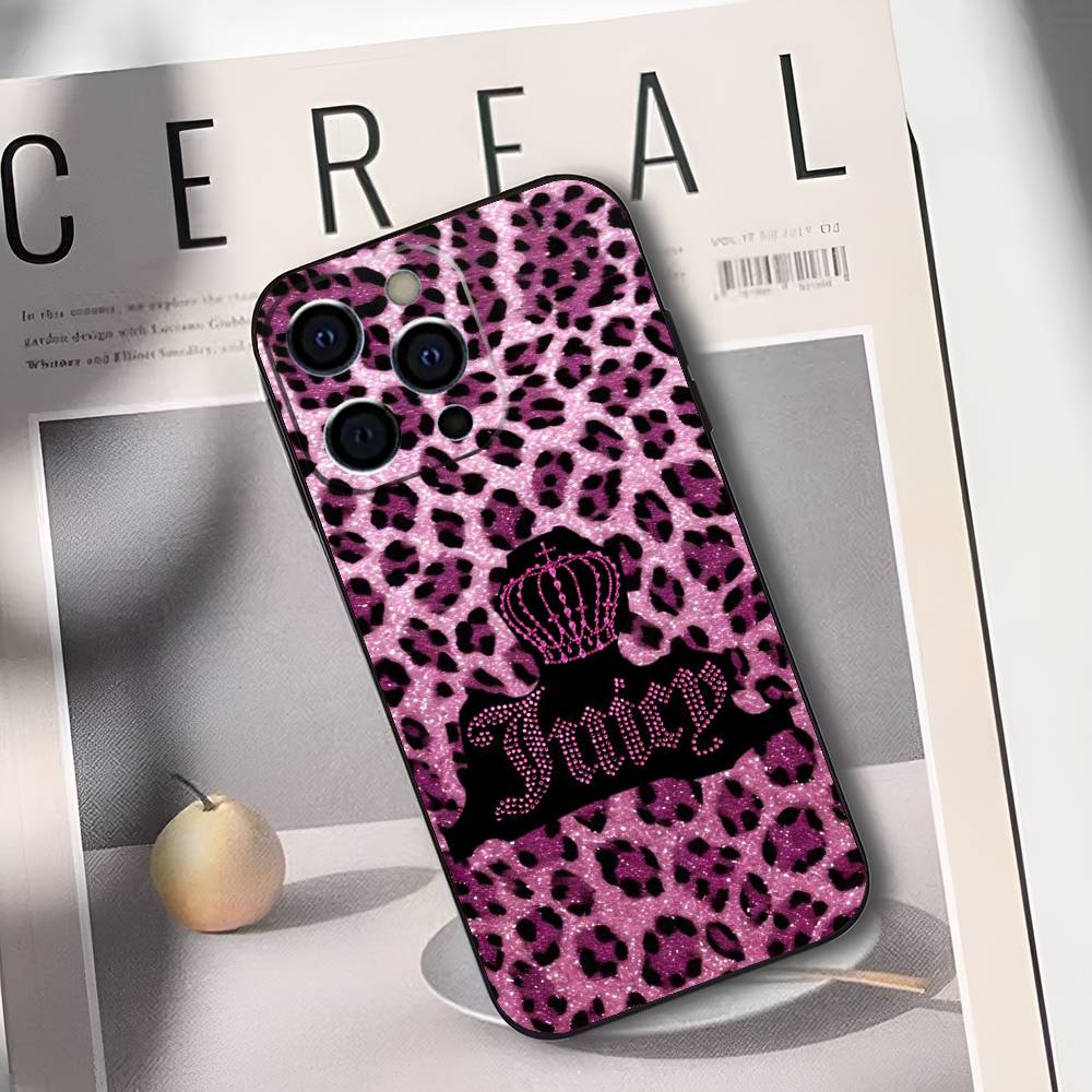 Pink J-Juicy C-Couture Phone Case For iPhone 17,16,15,14,13,12,11 Plus,Pro Max,XS,Soft Black Cover