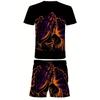Set de Vară pentru Bărbați cu Tricou Larg Imprimat 3D și Pantaloni Scurți Modă Simplă Îmbrăcăminte Sport Casual Două Piese pentru Activități în Aer Liber