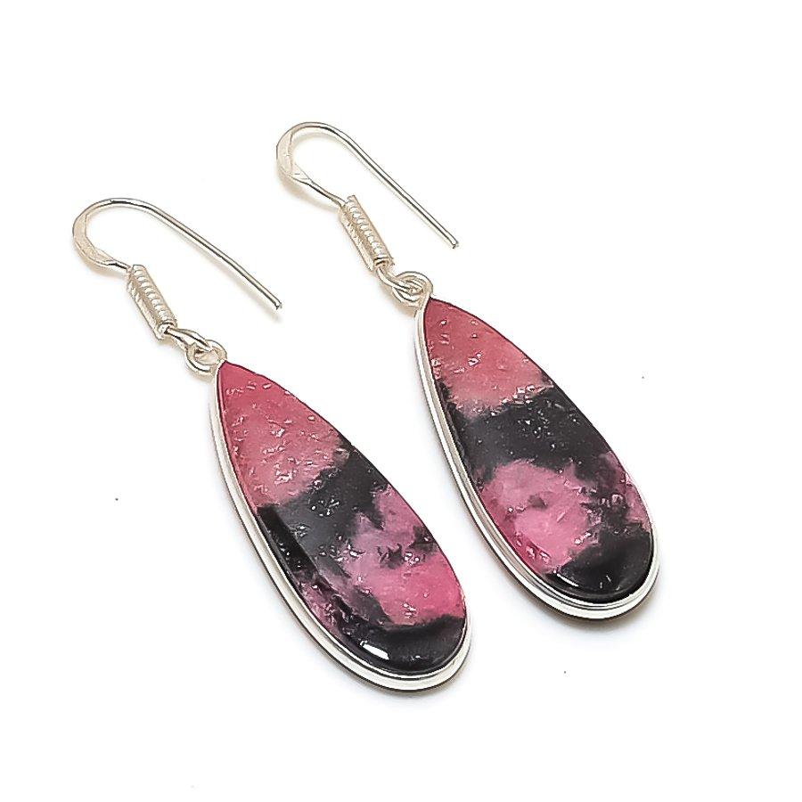 Natural Rhodonite Gemstone 925 Sterling Silver Jewelry Earring 2.05  AE-12102