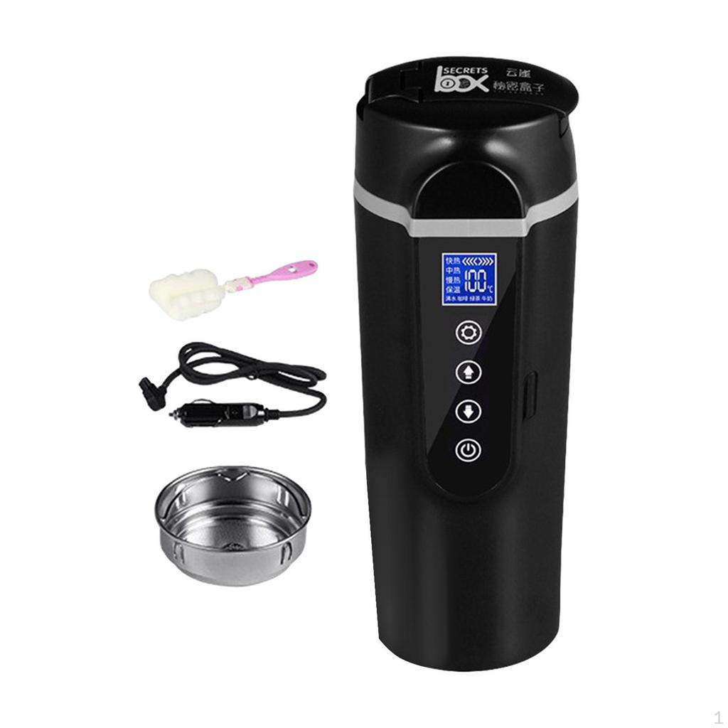 Car Heating Cup 24V/12V Traveling Kettle LED Display Travel Coffee Mugs Warmer Electric for