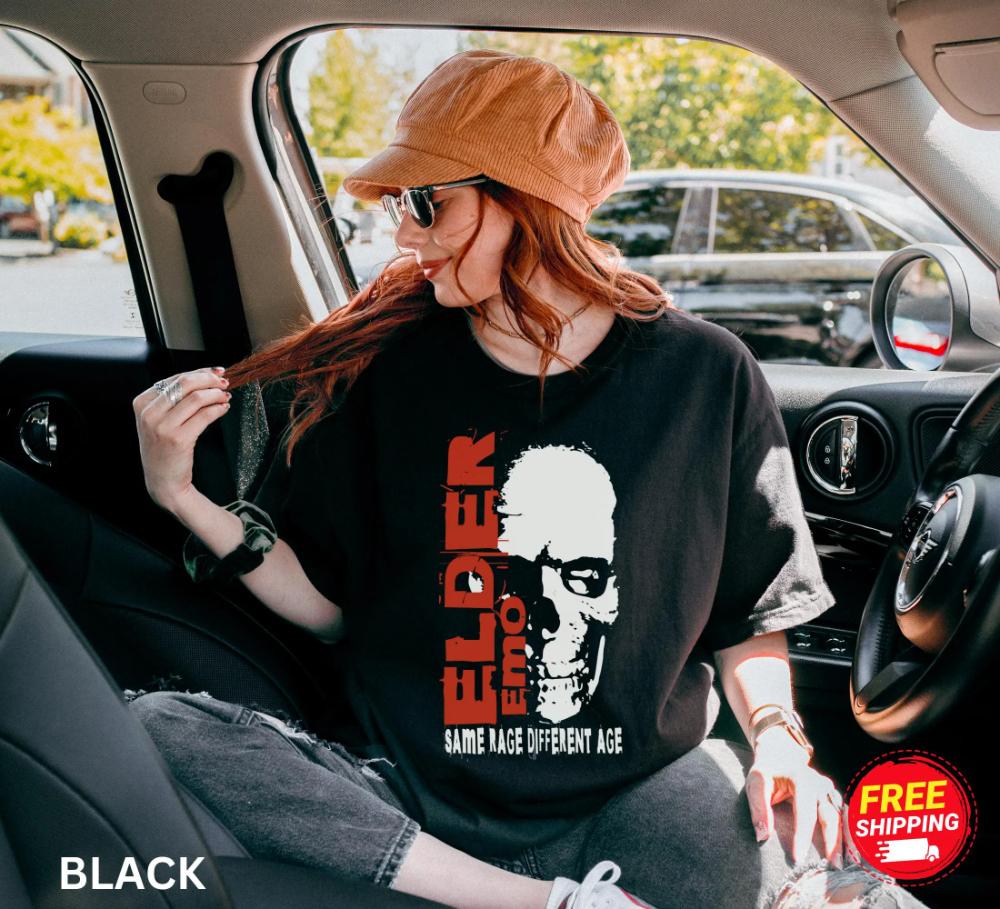 Älteres Emo T-Shirt Abgenutzter Totenkopf Pop Punk Nostalgie Kleidung Grafisches Kurzarmshirt Unisex Unisex Damen Ganzjahres