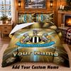 Newcastle United FC Pattern Bedding 3Pcs Set Custom Name, Bed Sheet And Pillowcases For Home Bedroom